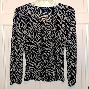 Jones New York Zebra Print Lightweight Long-sleeve Blouse Size S